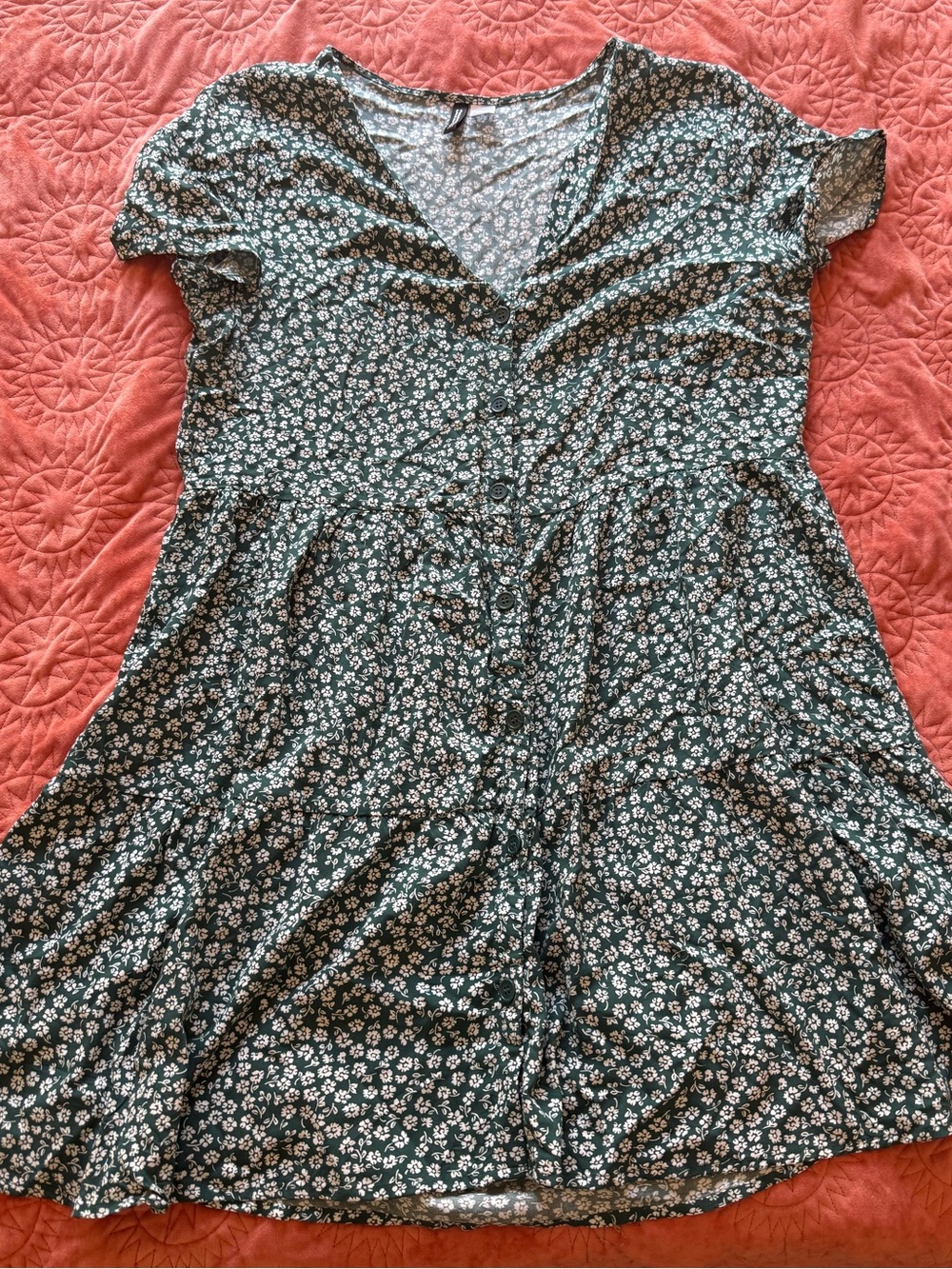 Divided Green Floral Midi Dress